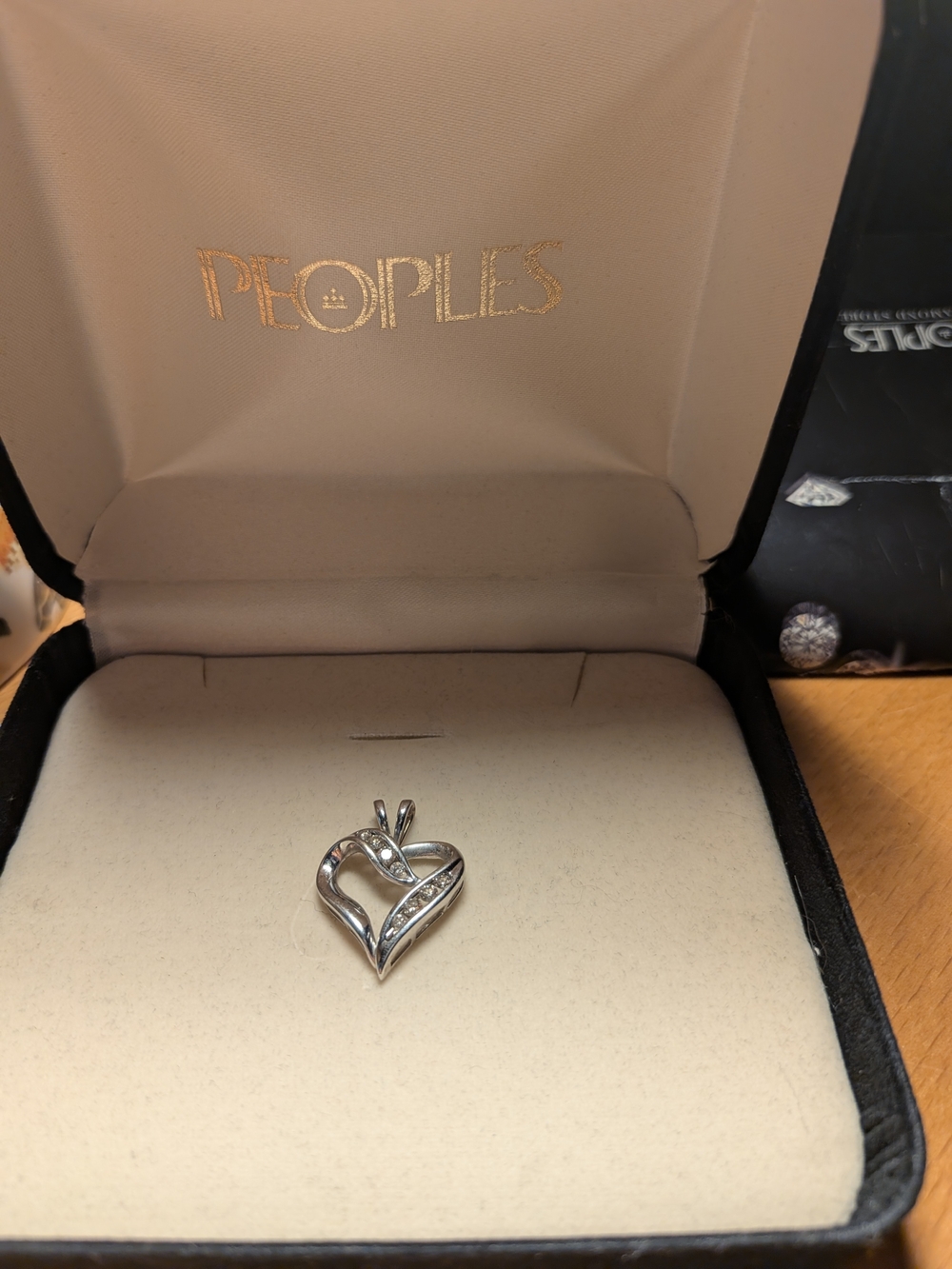 10K White Gold Heart Pendant with Accent Diamonds